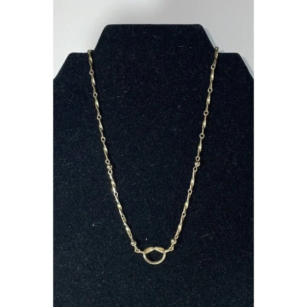 Emmons Gold Tone Chain‎ Love Knot Necklace 16.5” To 18”